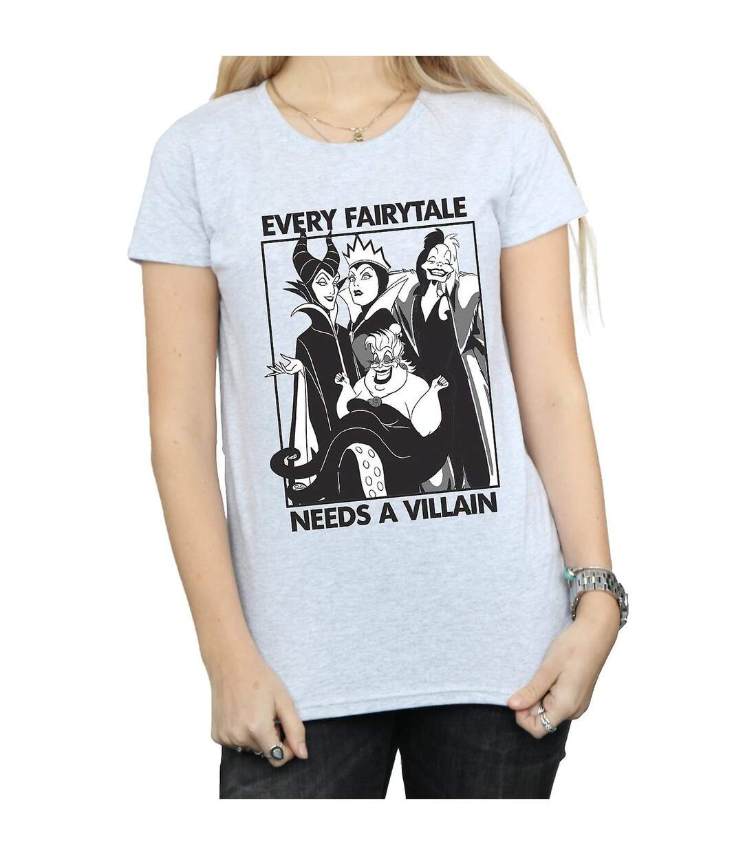 Disney - T-shirt EVERY FAIRY TALE NEEDS A VILLAIN - Femme (Gris chiné) - UTBI1571-1