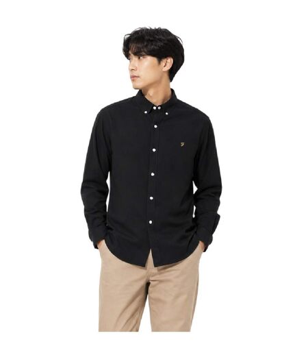 Chemise À Boutons Manches Longues Motif/style Rétro Homme Noir Farah