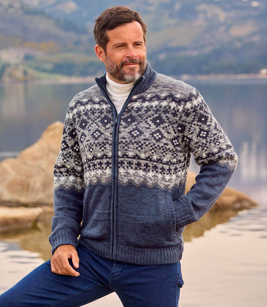 Le Blouson Tricot Jacquard Doublé Sherpa-1