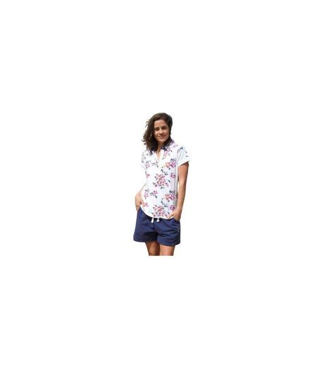Polo Motif/style Fleurs Sauvages Femme Blanc Lazy Jacks