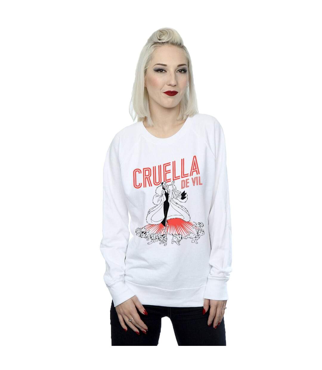 Disney Sweatshirt Femmes/Dames Cruella De Vil Dalmatians (Blanc) - UTBI42327-2