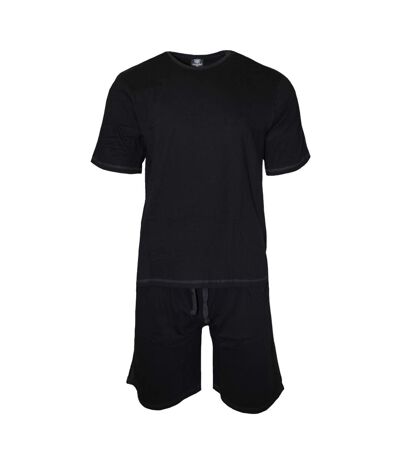 Cargo Bay Mens Tape Stripes Marl T-Shirt & Shorts Pyjama Set (Black/Charcoal Marl) - UTUT894