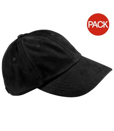 Beechfield Unisex Low Profile Heavy Brushed Cotton Baseball Cap (Pack of 2) (Black) - UTRW6740