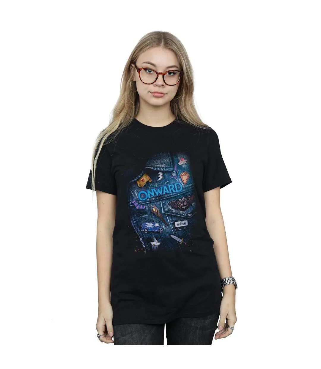 Disney Womens/Ladies Onward - T-shirt boyfriend en coton avec détail veste (Noir) - UTBI42361-2