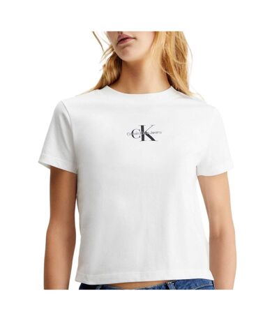 T-shirt blanc femme calvin klein jeans monologo baby - s