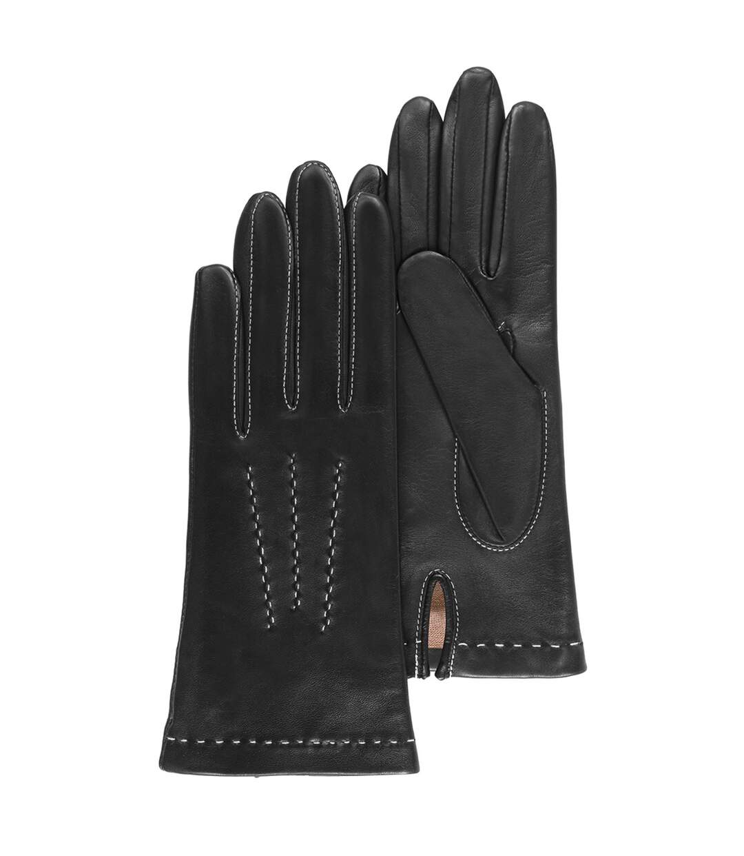 Isotoner Gants femme en cuir d'agneau pleine fleur, doublés soie, tendance et modernes-1