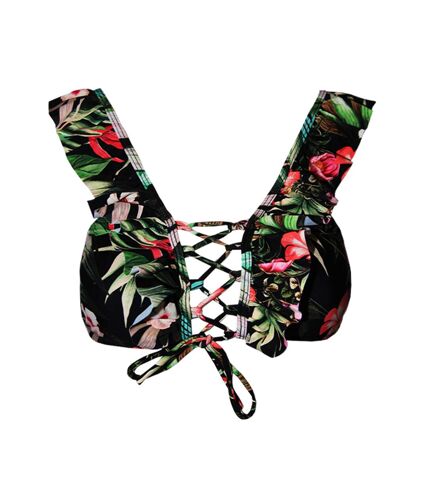 Womens/ladies floral front tie bikini set black Debenhams