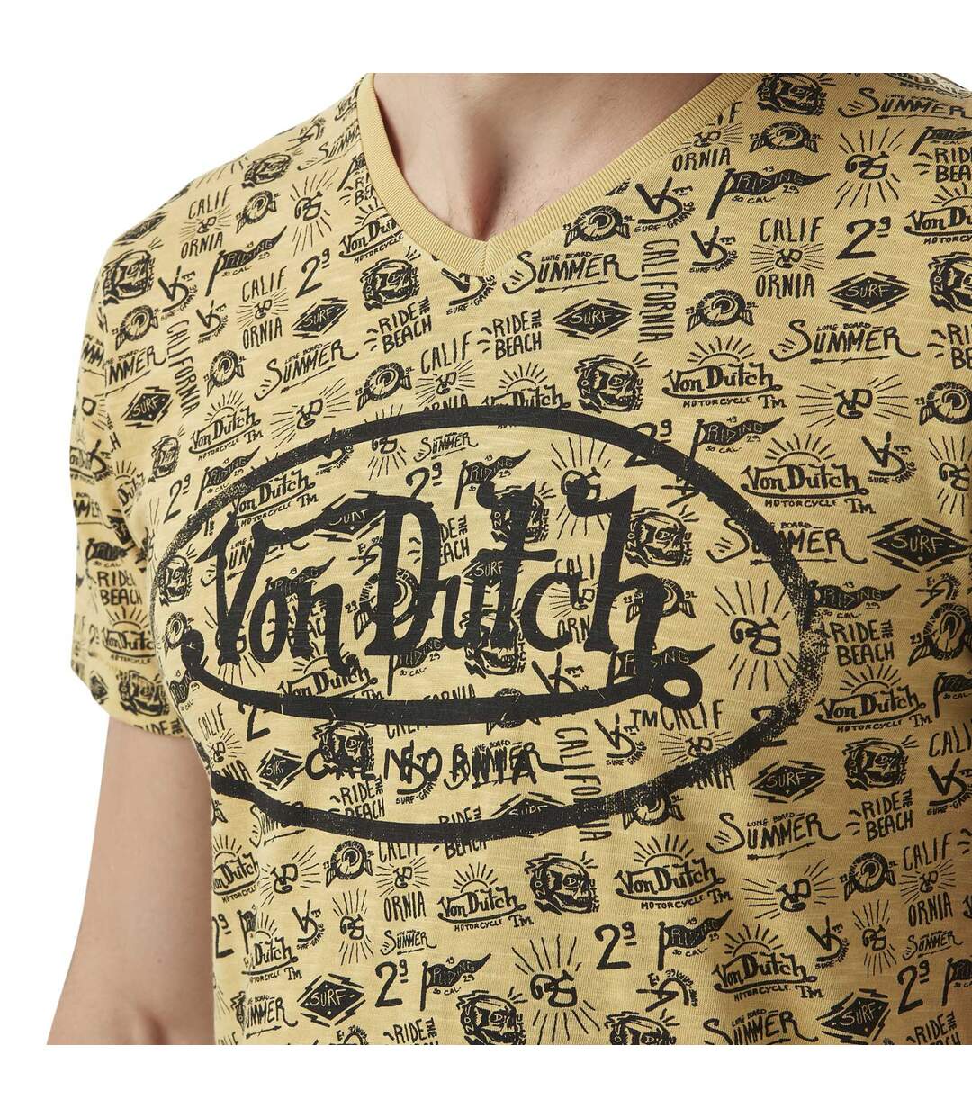 T-shirt homme col v imprimé en coton Tyron Vondutch