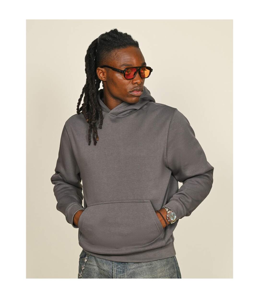 Sweat À Capuche Core Homme Beige Gris Casual Classics-1