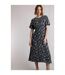 Womens/ladies Everly Floral Eco Liva Midi Dress Black Iris Weird Fish-1