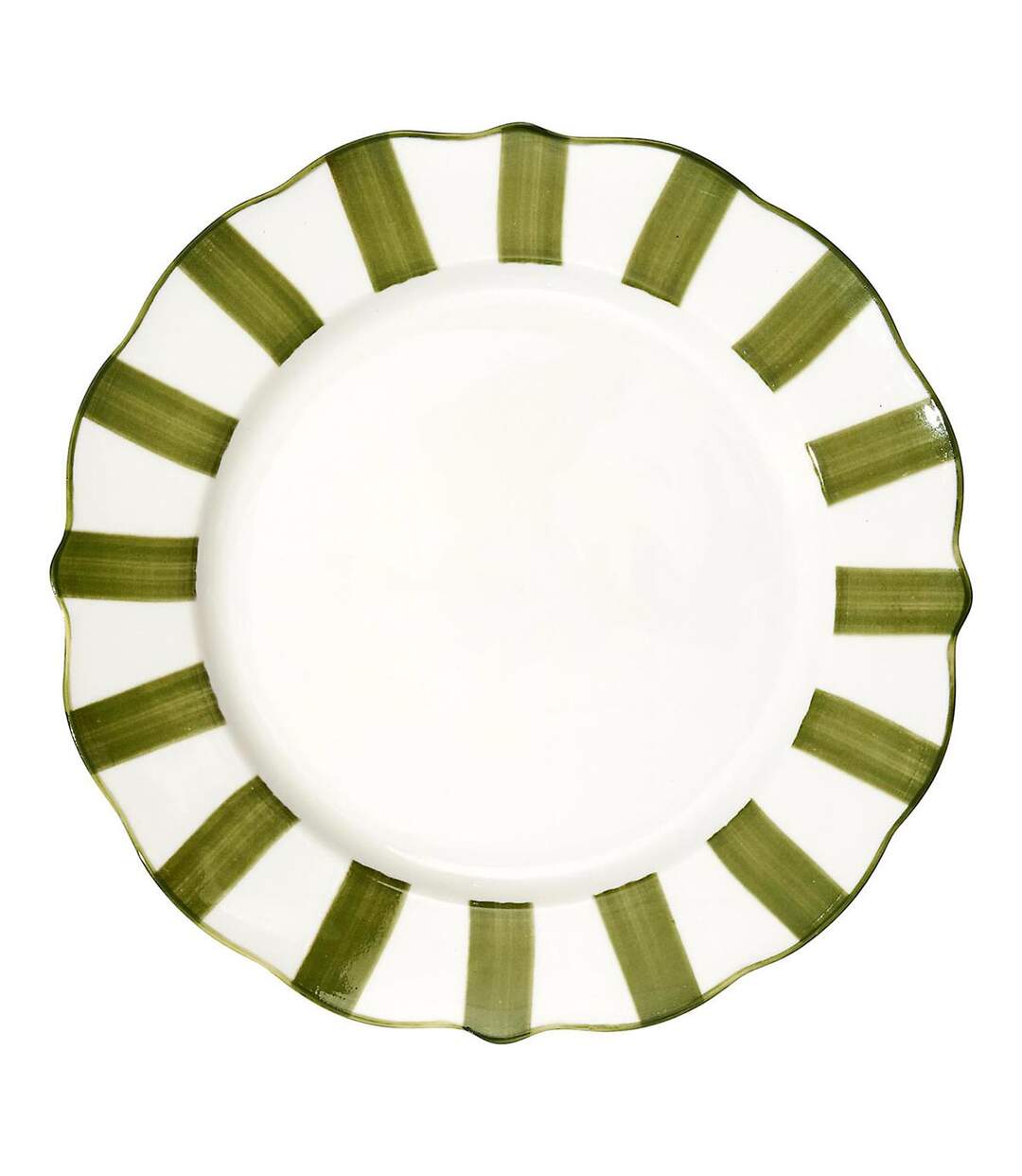 Lot de 6 Assiettes Plates Cleo 27cm Vert & Blanc-1