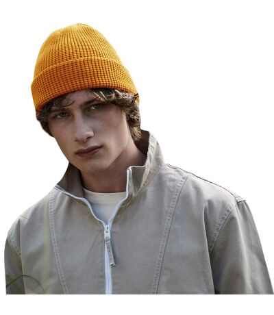 Beechfield Waffle Organic Cotton Beanie (Mustard Yellow) - UTBC4986