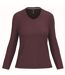 T-shirt manches longues col V - Femme - K382 - rouge vin-1