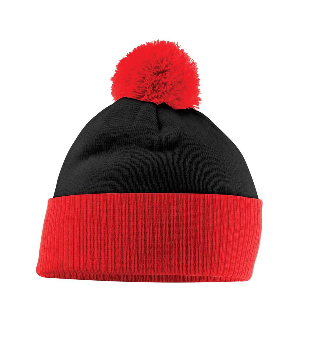 Bonnet Snowstar Adulte Noir Rouge Vif Beechfield-1