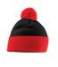 Bonnet Snowstar Adulte Noir Rouge Vif Beechfield-1