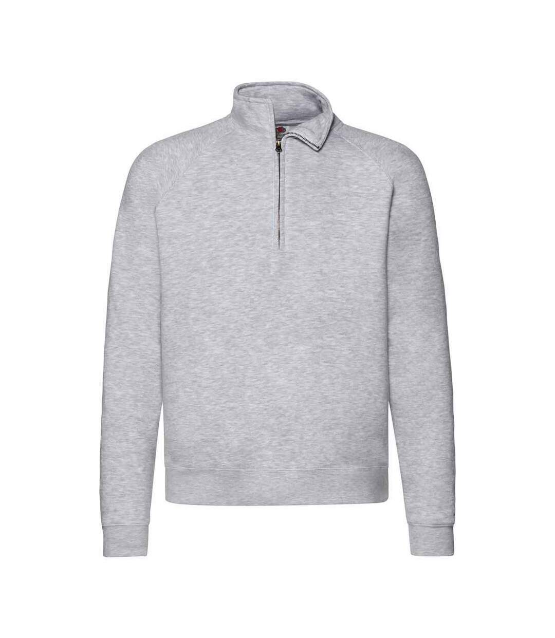 Mens Premium Zip Neck Heather Sweatshirt Heather Grey Fruit Of The Loom-1