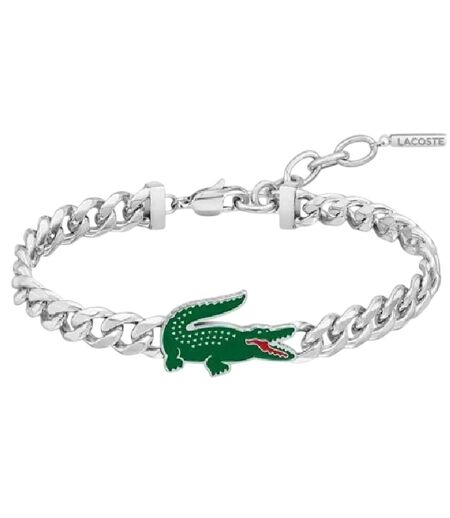 Mens Arthor Logo Bracelet One Size Silver Lacoste
