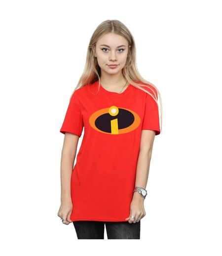 Disney Womens/Ladies The Incredibles Costume Logo Cotton Boyfriend T-Shirt (Rouge) - UTBI48837