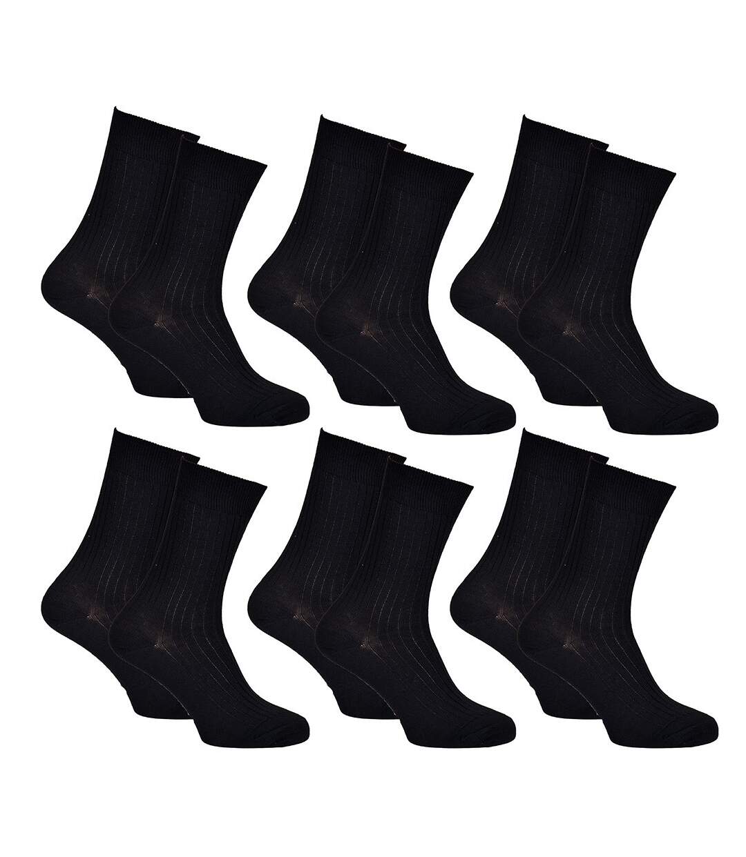 Chaussettes Homme Avec Laine Vendues en Pack Confort et Chaleur Pack de 6 Paires Unies Noires