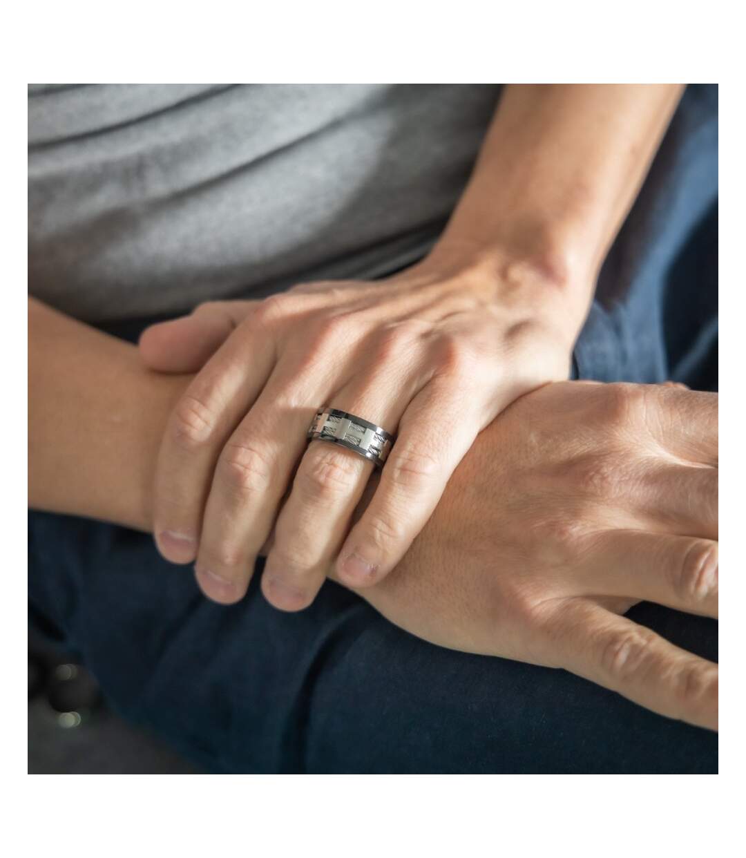 Spendide Bague Anneau Homme Acier Couleur Noir