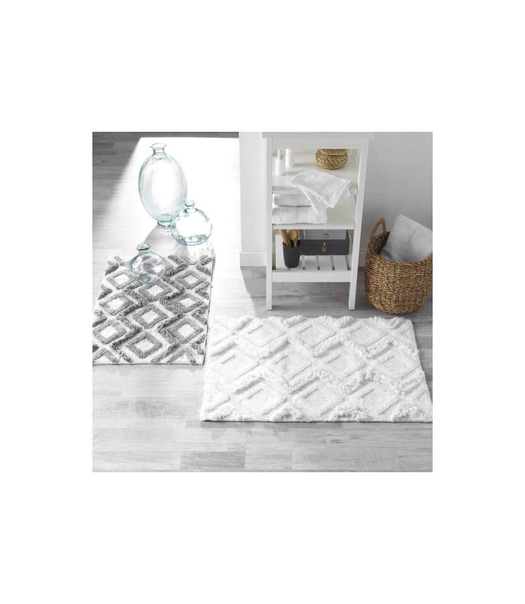 Tapis de Salle de Bain Ikatis 50x80cm Blanc-4