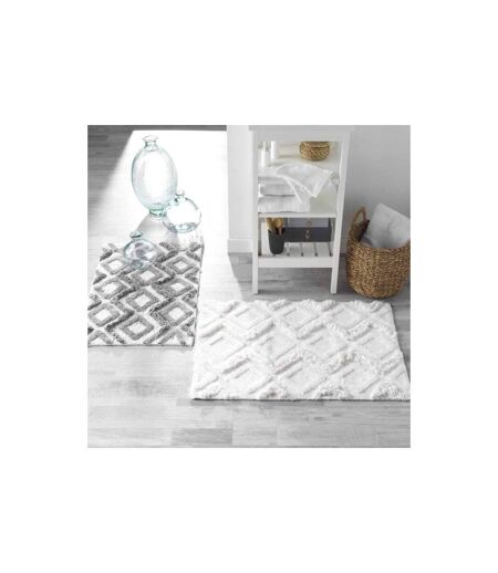 Tapis de Salle de Bain Ikatis 50x80cm Blanc & Gris