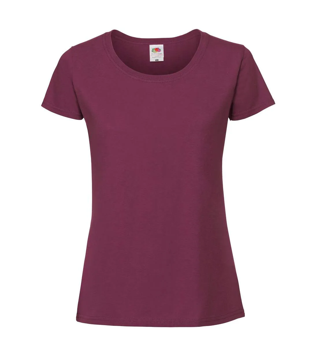 Womens/ladies Iconic 195 Premium Ringspun Cotton T-shirt Burgundy Fruit Of The Loom-1