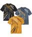 Pack of 3 Men's Sporty T-Shirts - Blue Black Yellow