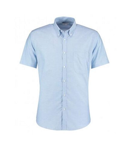 Kustom Kit Mens Slim Fit Short Sleeve Oxford Shirt (Light Blue)