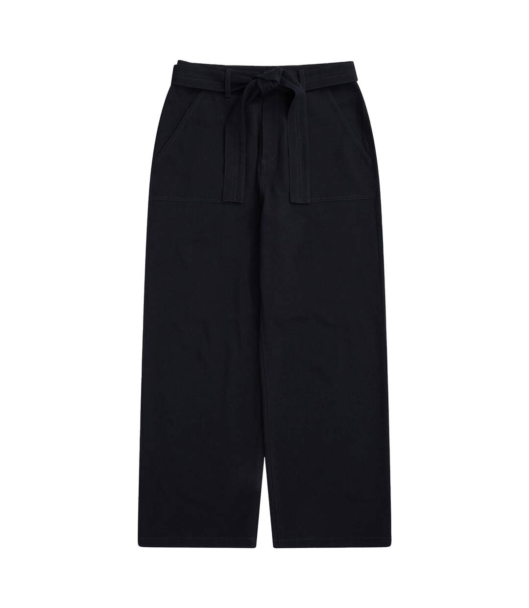 Womens/ladies High Waist Straight Leg Trousers Navy Animal-2