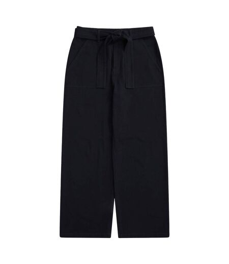 Womens/ladies High Waist Straight Leg Trousers Navy Animal
