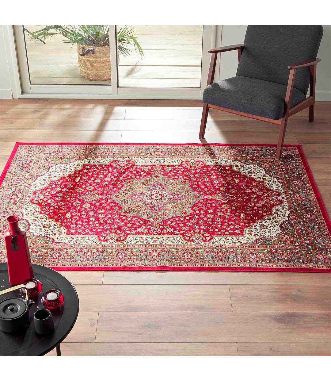 Tapis Déco Tissé Ispahan 140x200cm Rouge-4