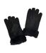 Womens/ladies cuffed sheepskin gloves black Eastern Counties Leather-1