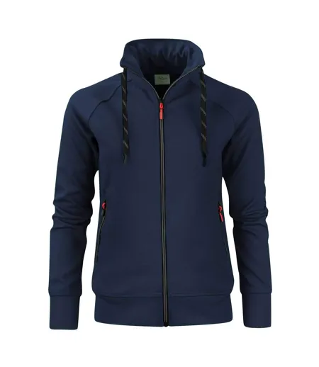 Womens/ladies Jog Sweat Jacket Navy Printer