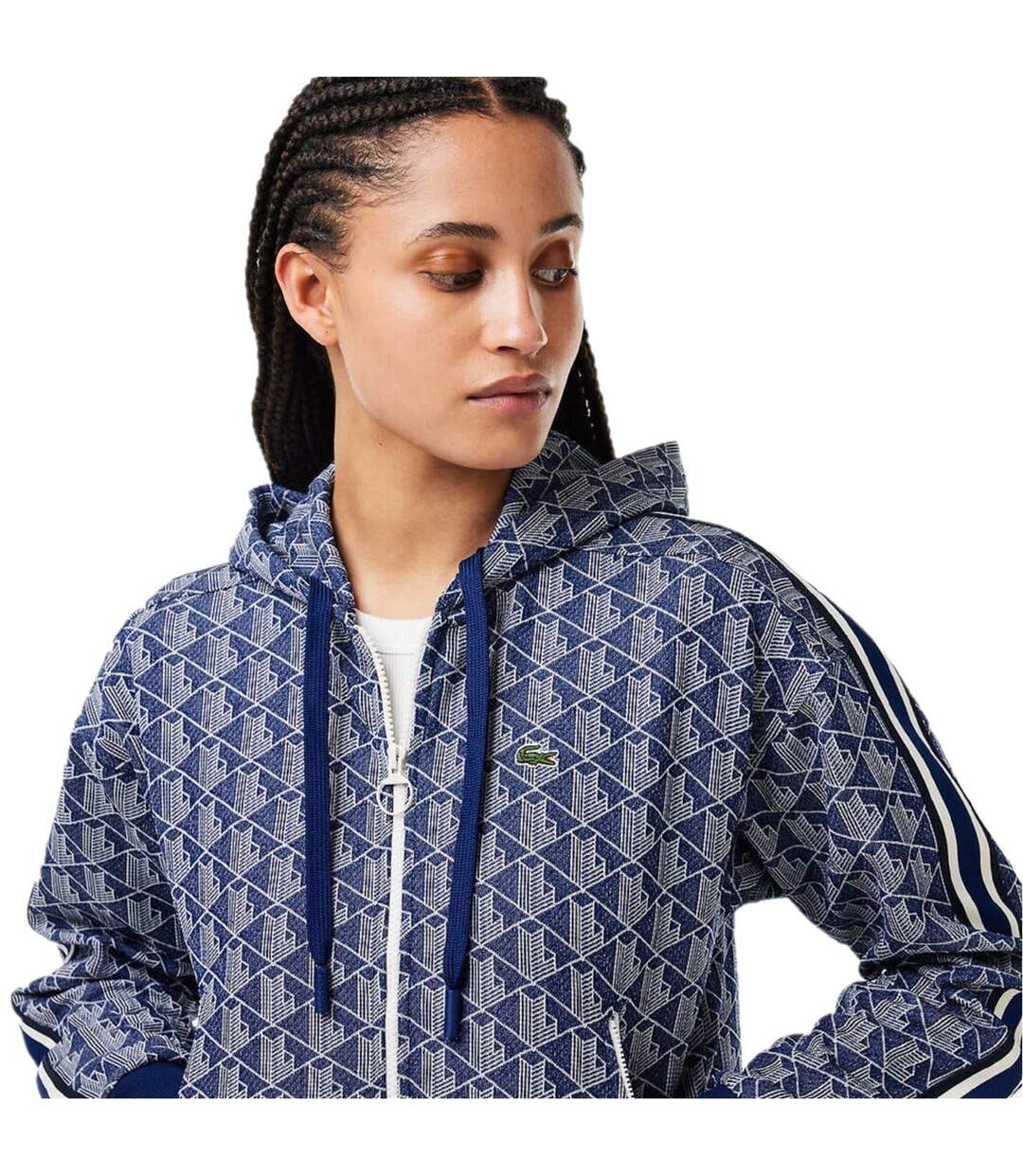 Veste À Capuche Motif/style Imprimé Intégral Femme Bleu Méthyle Lacoste-3