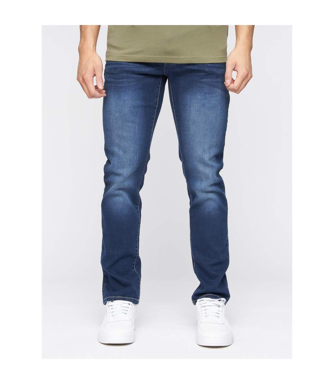 Jean Farrowed Homme Bleu Foncé Délavé Crosshatch-1