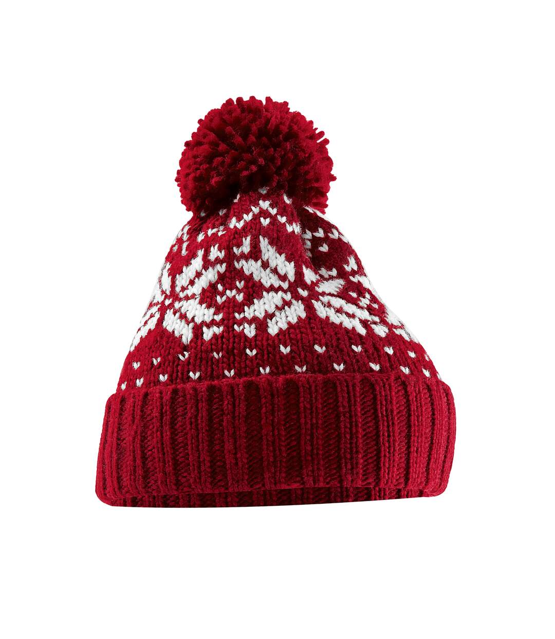 Bonnet snowstar adulte rouge / blanc Beechfield-1