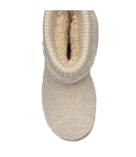 Ladies Teddy Fleece Bootie Slippers Oatmeal Taupe Warm UK 3-8