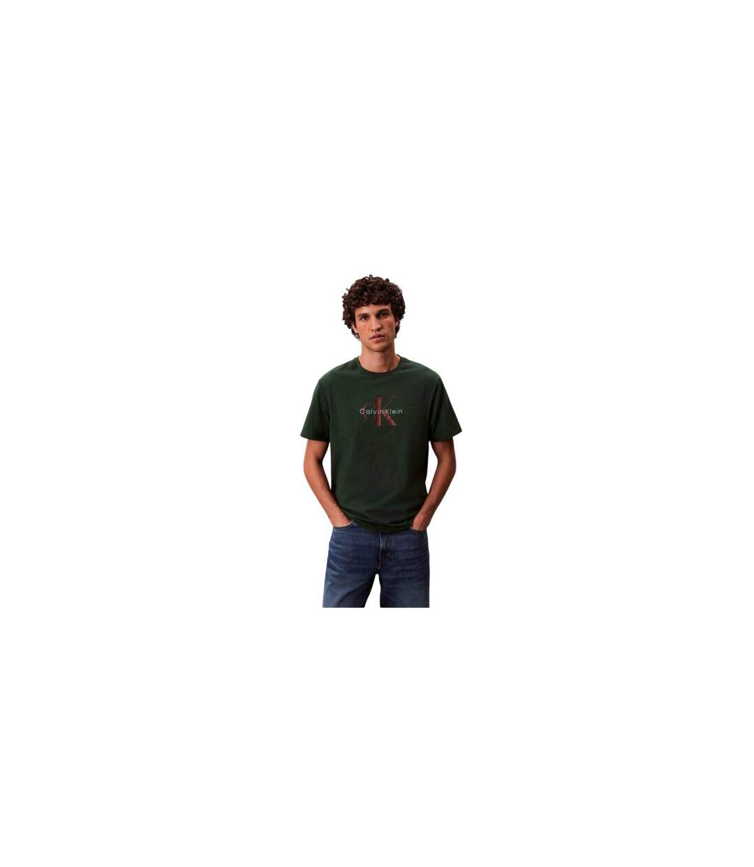 T-shirt Motif/style Monogramme Homme Vert Calvin Klein-1