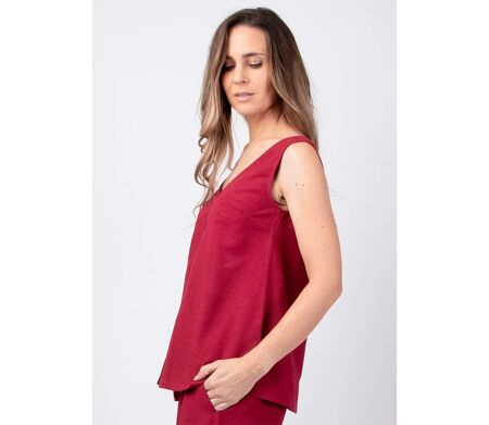 Top femme uni sans manches SABINE framboise Coton Du Monde