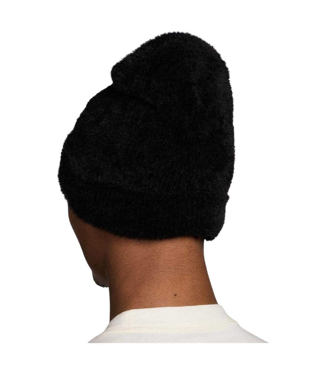 Mens Peak Embroidered Logo Fuzzy Beanie Black Nike-3
