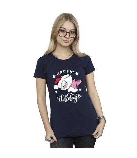Disney T-shirt en coton Femmes/Ladies The Aristocats Happy Holidays (Bleu marine) - UTBI8508