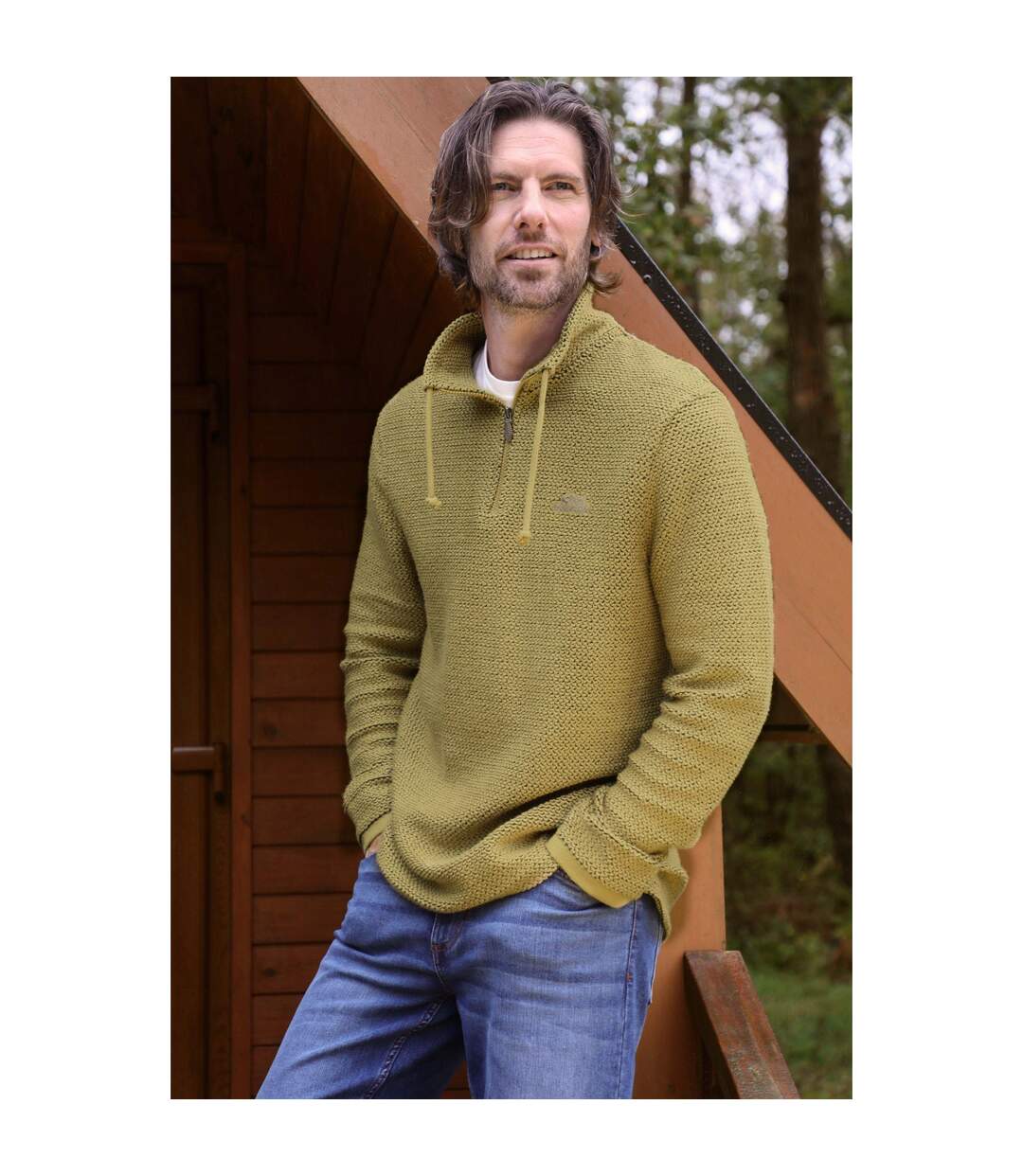 Mens cruiser macaroni quarter zip pullover antique moss Weird Fish-4