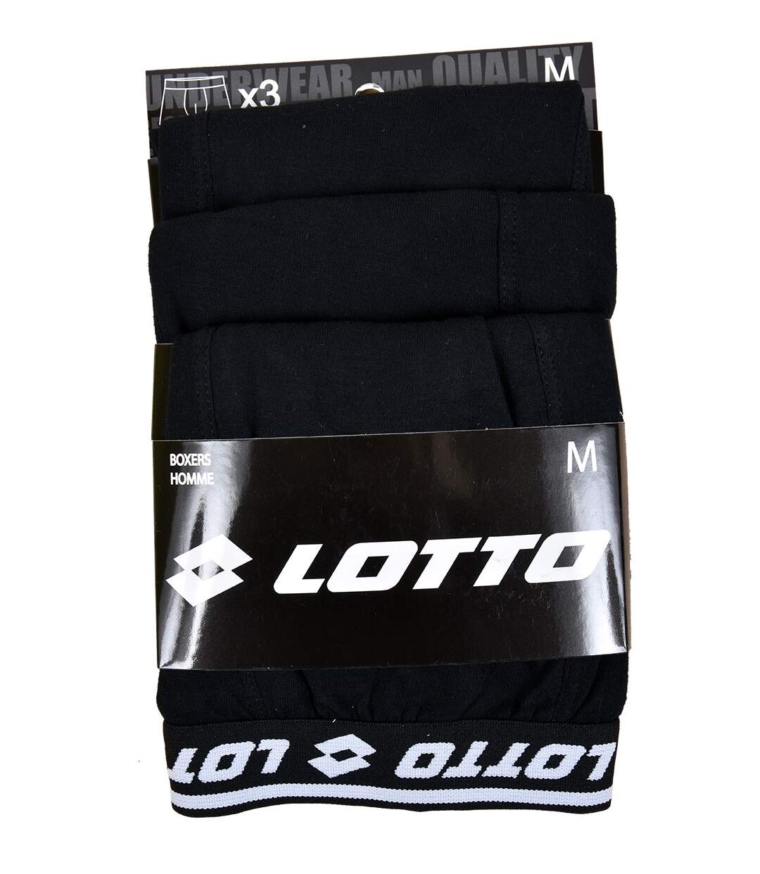 Boxer LOTTO pour Homme 100% COTON -Assortiment modèles photos selon arrivages- Pack de 3 LOTTO Assorti Noir-2