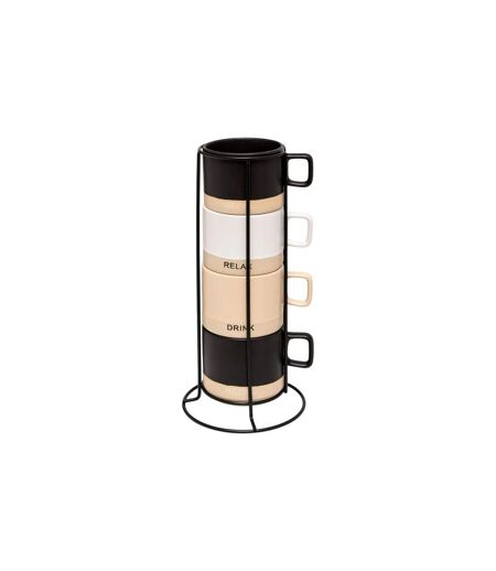 Lot de 4 Mugs sur Rack Luca 24cl Multicolore
