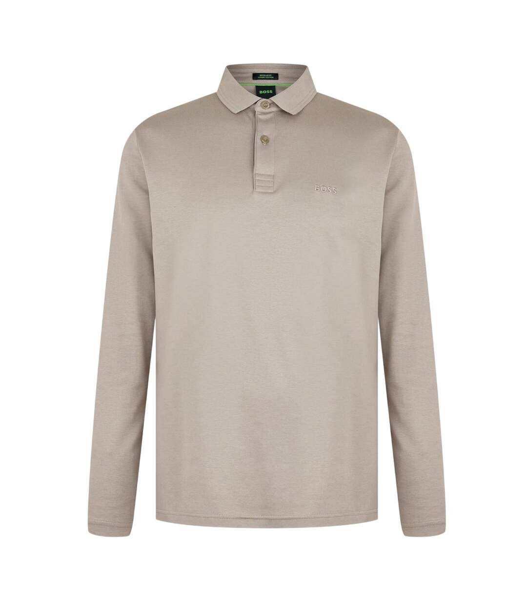 Mens Pirol Logo Long-sleeved Polo Shirt Taupe Boss-2
