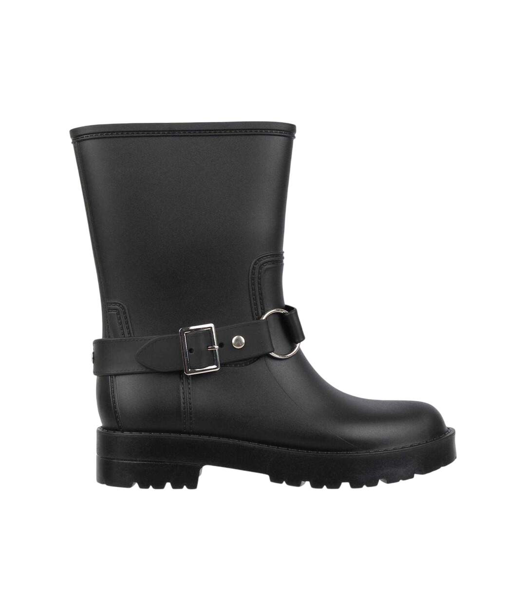 Womens/ladies Plain Buckle Detail Wellington Boots Black Gelert-1