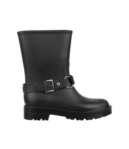 Womens/ladies Plain Buckle Detail Wellington Boots Black Gelert