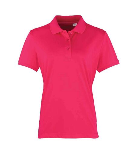 Womens/ladies coolchecker pique polo shirt hot pink Premier