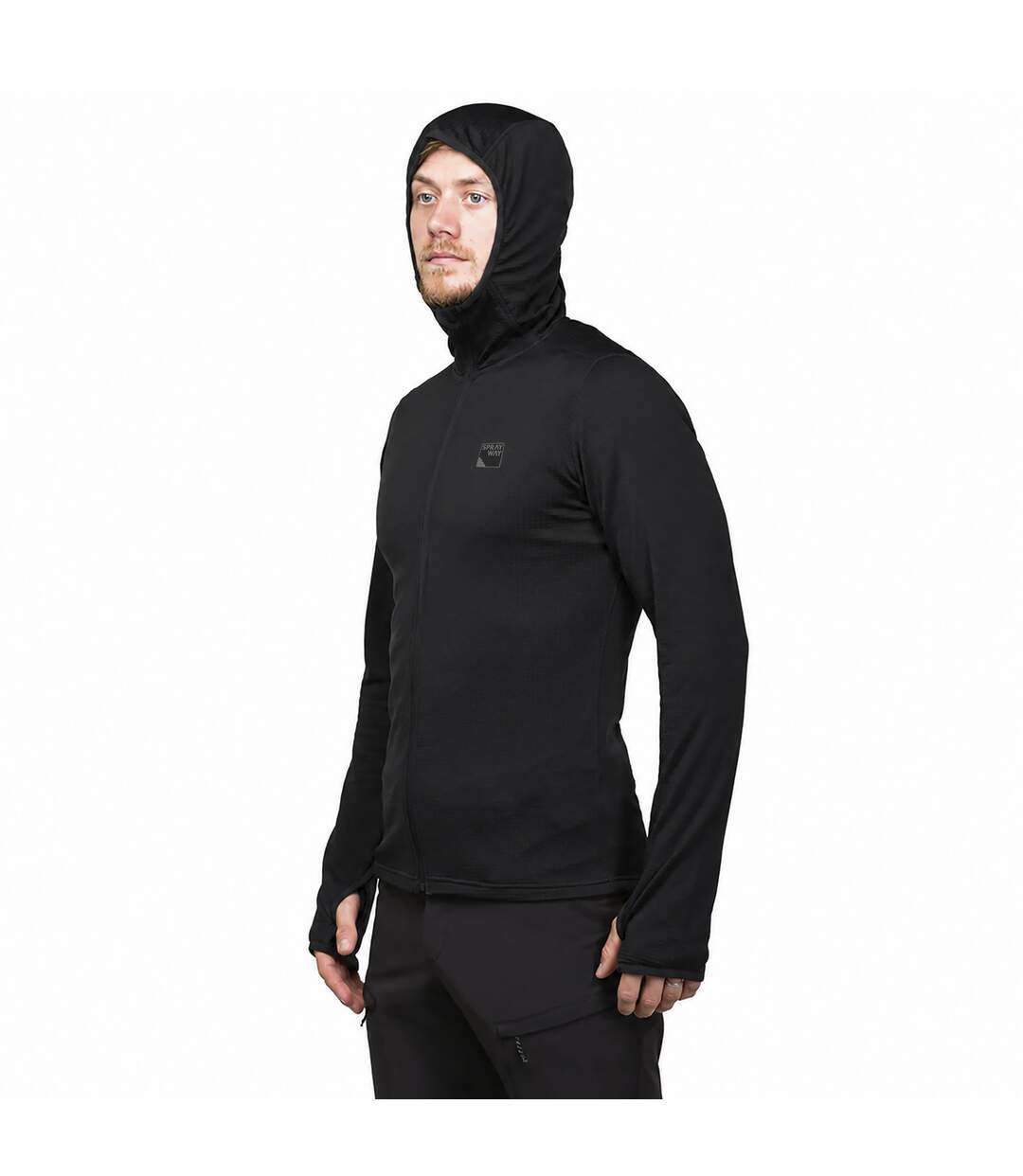 Mens Soft Fleece Top Hoody with Full Zip and Thumb Loops for Hiking-4